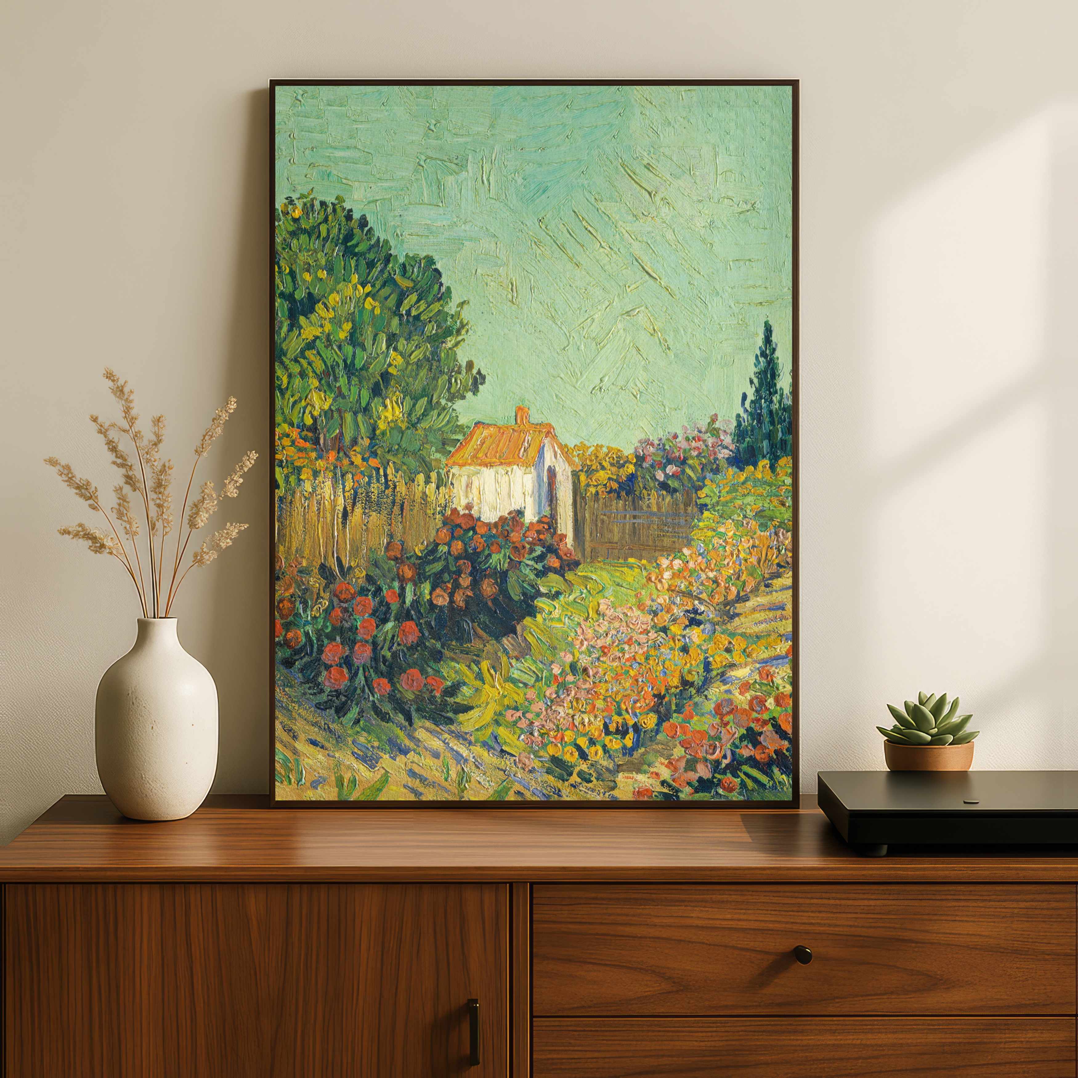 "Garden with Path" Masterpiece Fine Art Print | Vertical Borderless Art Frame Poster Premium Wall Art Canvas by MeriDeewar