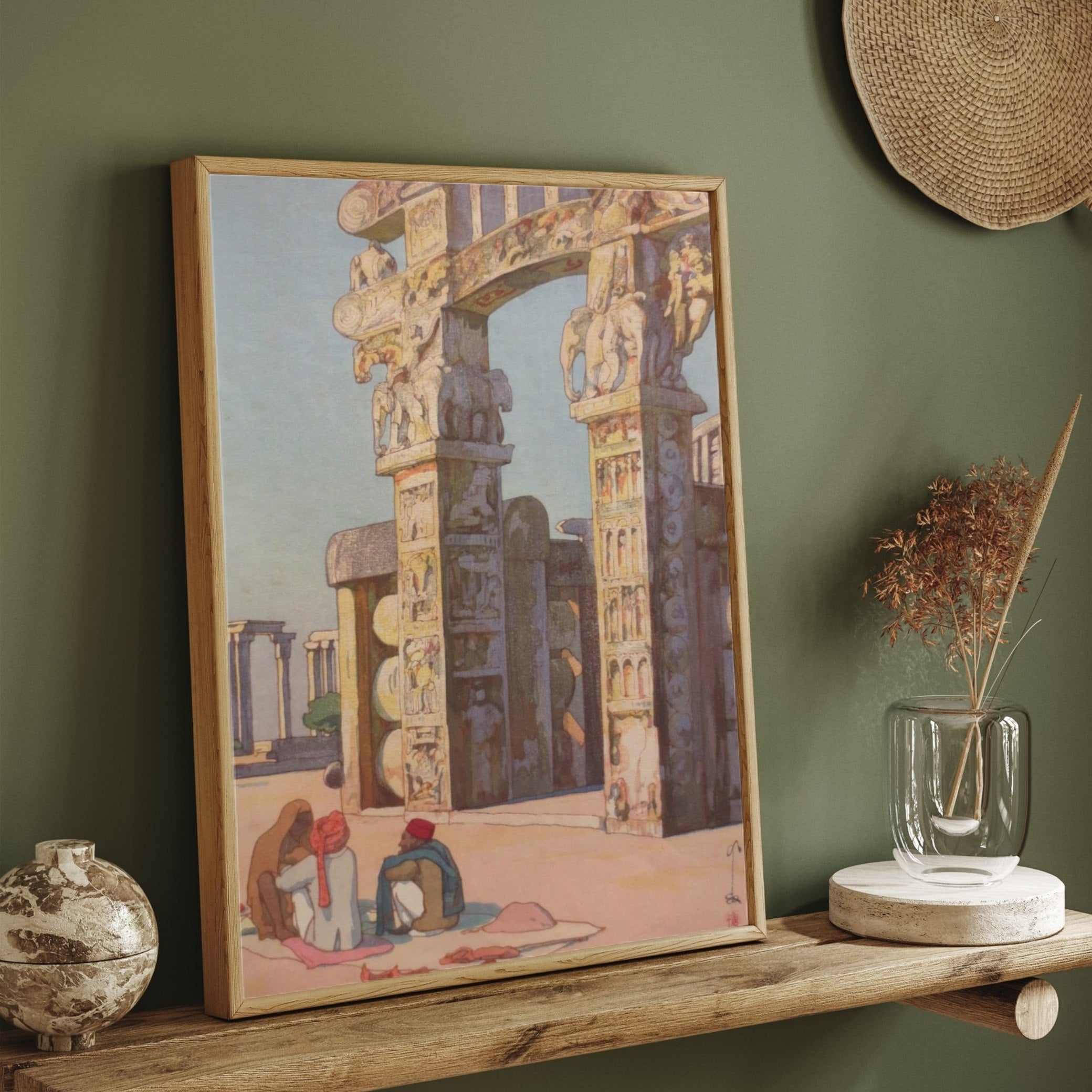 Gate To Sanchi Stupa by Yoshida Hiroshi 2 : 3 Vertical Premium Wall Art Canvas by MeriDeewar