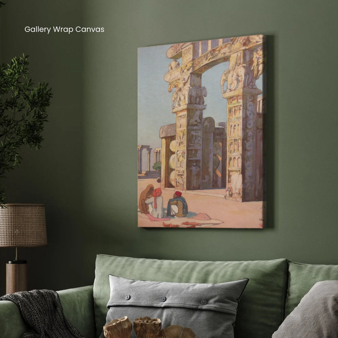 Gate To Sanchi Stupa by Yoshida Hiroshi 2 : 3 Vertical Premium Wall Art Canvas by MeriDeewar