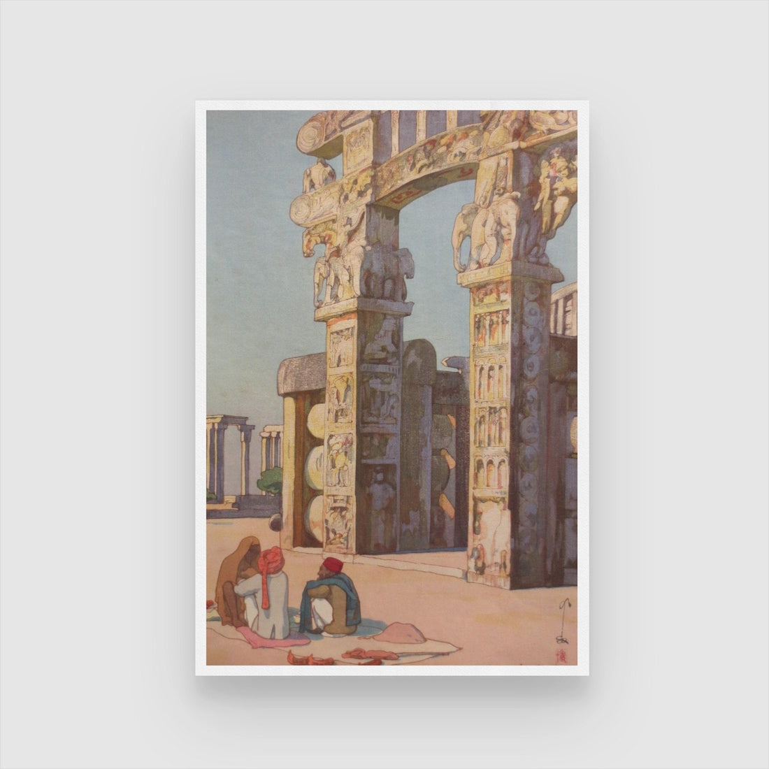 Gate To Sanchi Stupa by Yoshida Hiroshi 2 : 3 Vertical Premium Wall Art Canvas by MeriDeewar