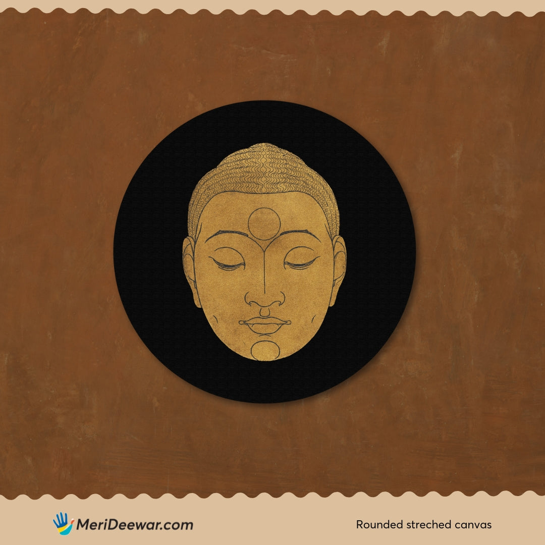 Gautam Buddha Painting Circular Canvas Frame Circular Canvas Frame Premium Wall Art Canvas by MeriDeewar
