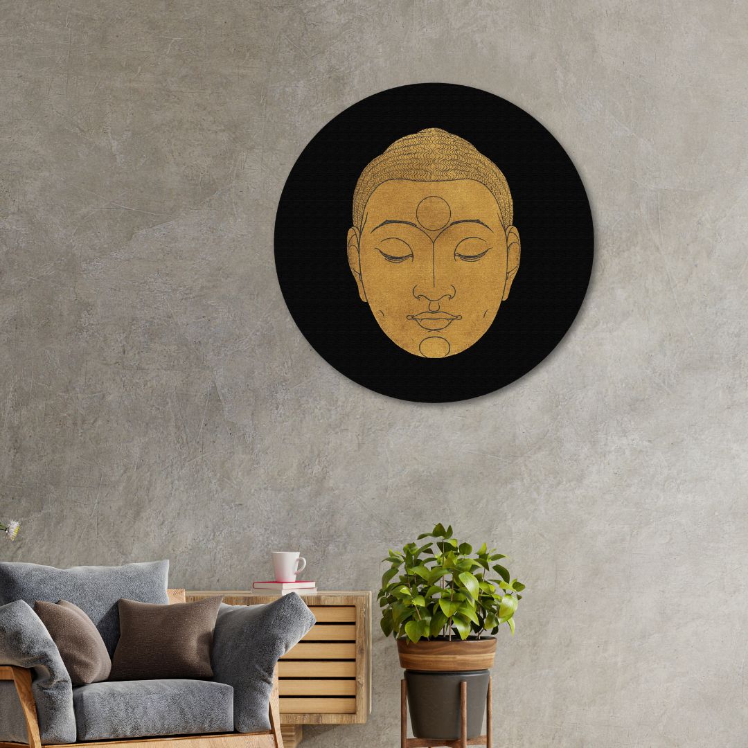 Gautam Buddha Painting Circular Canvas Frame Circular Canvas Frame Premium Wall Art Canvas by MeriDeewar