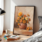 Genda in Terracotta | Marigold Still Life Wall Art 3 : 4 Vertical Premium Wall Art Canvas by MeriDeewar