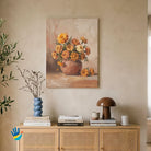 Genda in Terracotta | Marigold Still Life Wall Art 3 : 4 Vertical Premium Wall Art Canvas by MeriDeewar