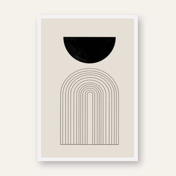 Geometric Arch and Half Circle Poster | Vertical Contemporary Boho White Framed Wall Art 2 : 3 Vertical Premium Wall Art Canvas by MeriDeewar
