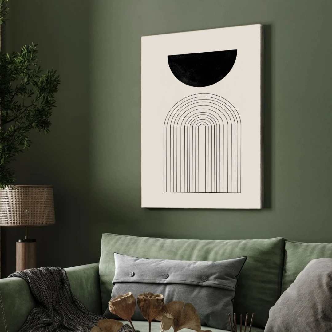 Geometric Arch and Half Circle Poster | Vertical Contemporary Boho White Framed Wall Art 2 : 3 Vertical Premium Wall Art Canvas by MeriDeewar