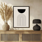 Geometric Arch and Half Circle Poster | Vertical Contemporary Boho White Framed Wall Art 2 : 3 Vertical Premium Wall Art Canvas by MeriDeewar