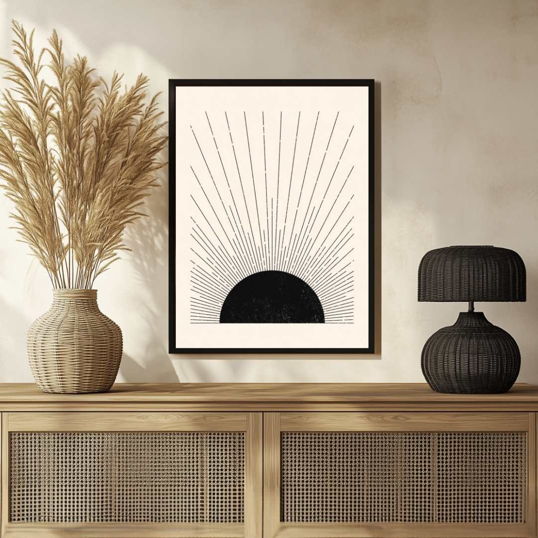 Geometric Arch and Half Circle Poster | Vertical Contemporary Boho White Framed Wall Art 2 : 3 Vertical Premium Wall Art Canvas by MeriDeewar