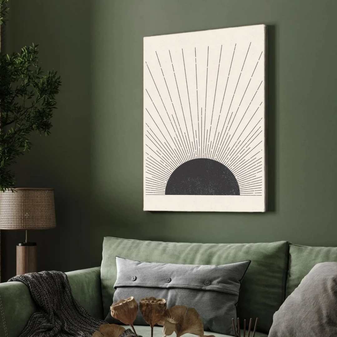 Geometric Arch and Half Circle Poster | Vertical Contemporary Boho White Framed Wall Art 2 : 3 Vertical Premium Wall Art Canvas by MeriDeewar