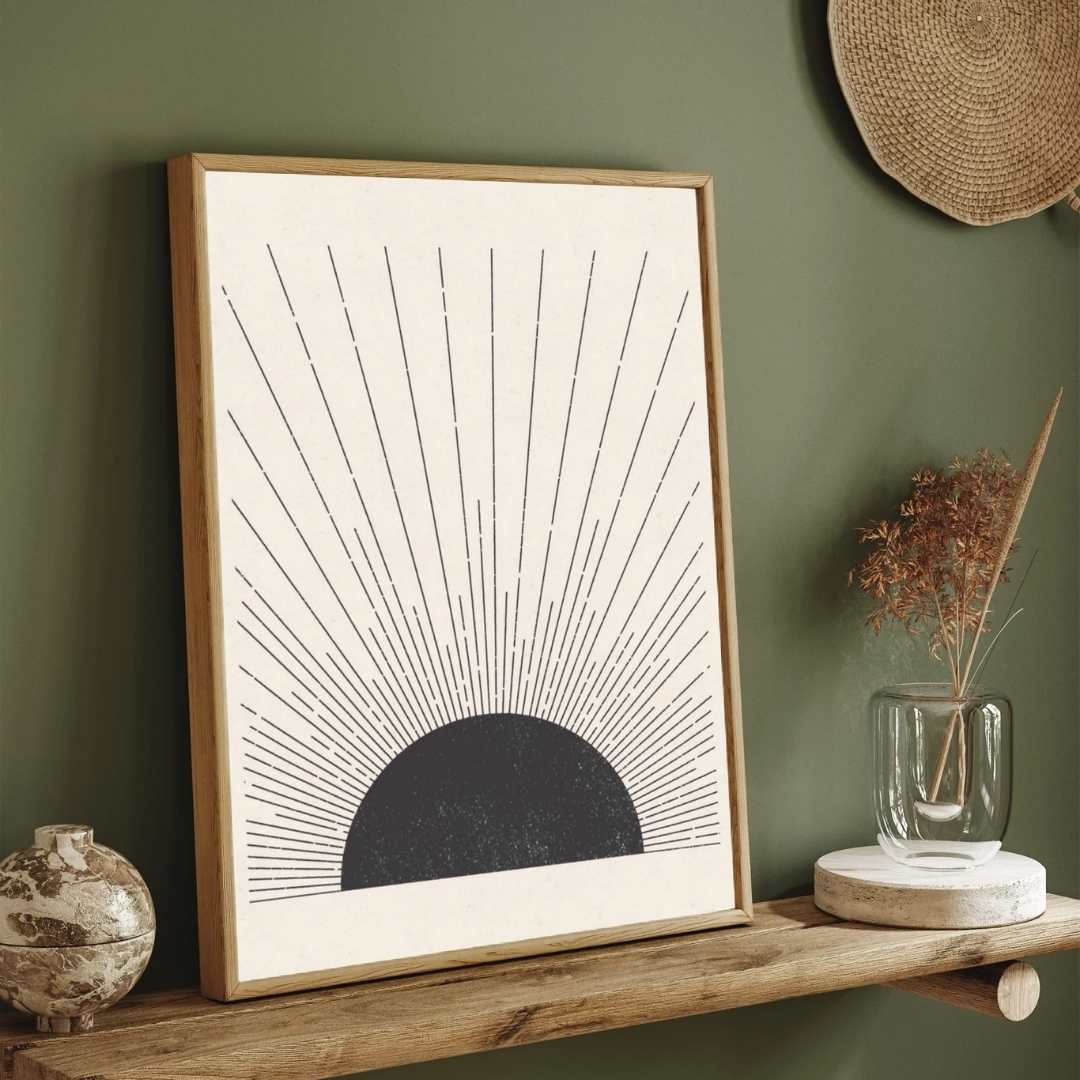 Geometric Arch and Half Circle Poster | Vertical Contemporary Boho White Framed Wall Art 2 : 3 Vertical Premium Wall Art Canvas by MeriDeewar