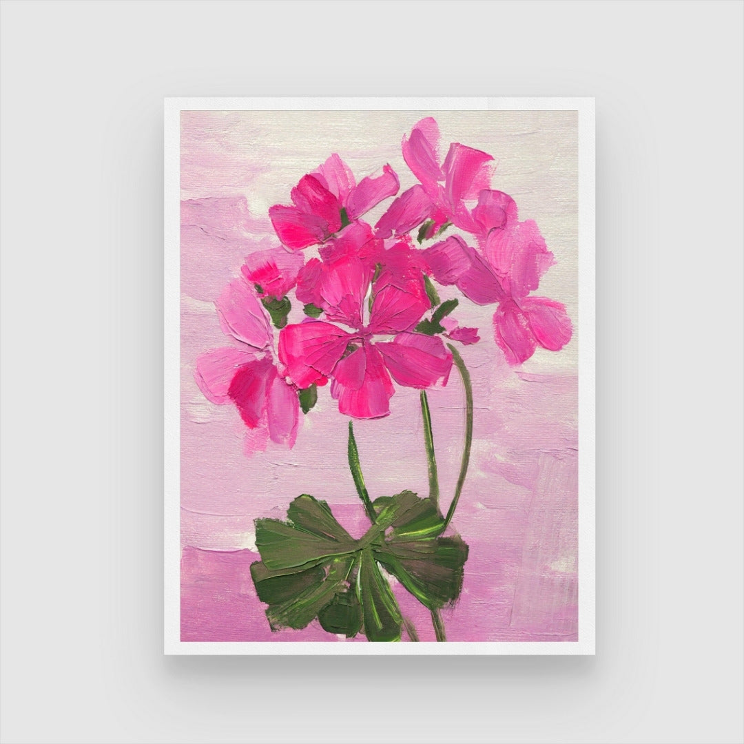 Geranium Flower Abstract Painting 3 : 4 Vertical New Premium Wall Art Canvas by MeriDeewar