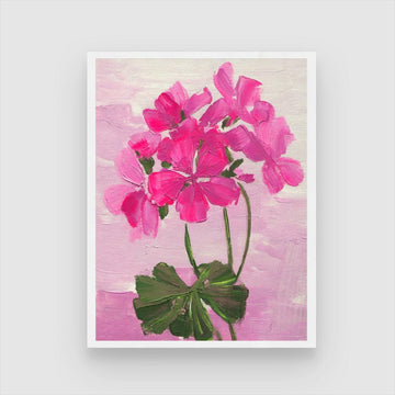 Geranium Flower Abstract Painting 3 : 4 Vertical New Premium Wall Art Canvas by MeriDeewar