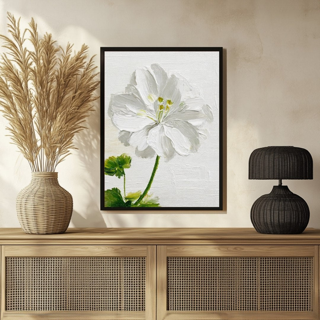 Geranium Flower Abstract Painting - Colorful Wall Art 3 : 4 Vertical New Premium Wall Art Canvas by MeriDeewar