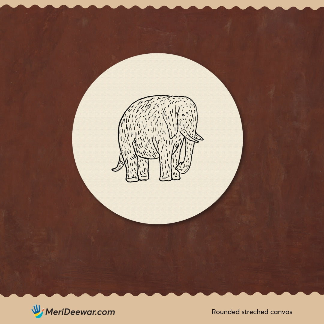 Gestel Elephant Circular Canvas Frame Circular Canvas Frame Premium Wall Art Canvas by MeriDeewar