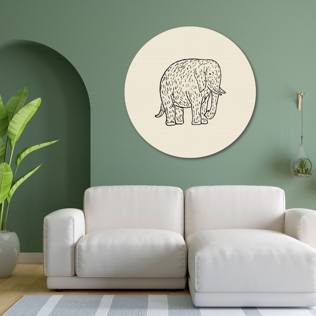 Gestel Elephant Circular Canvas Frame Circular Canvas Frame Premium Wall Art Canvas by MeriDeewar