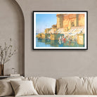 Ghat In Benaras painting by Yoshida Hiroshi-Japanese Woodblock 2 : 3 Horizontal Premium Wall Art Canvas by MeriDeewar