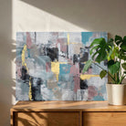 Gilded Horizon in Slate & Rose | Modern Abstract Expressionist Framed Wall Art 4 : 3 Horizontal Premium Wall Art Canvas by MeriDeewar