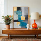 Gilded Mosaic | Modern Textured Gold Leaf & Stone Abstract Wall Art 3 : 4 Vertical Premium Wall Art Canvas by MeriDeewar