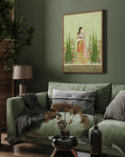 Girl Holding a Calf art Painting 2 : 3 Vertical Premium Wall Art Canvas by MeriDeewar