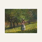 Girl in Garden Scenery Painting for Living Room | Nature Wall Art | Giclée Print 6 : 5 Horizontal Premium Wall Art Canvas by MeriDeewar