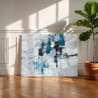 Glacial Drift in Teal | Modern Minimalist Abstract Landscape Framed Wall Art 4 : 3 Horizontal Premium Wall Art Canvas by MeriDeewar