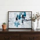 Glacial Drift in Teal | Modern Minimalist Abstract Landscape Framed Wall Art 4 : 3 Horizontal Premium Wall Art Canvas by MeriDeewar
