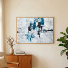 Glacial Drift in Teal | Modern Minimalist Abstract Landscape Framed Wall Art 4 : 3 Horizontal Premium Wall Art Canvas by MeriDeewar