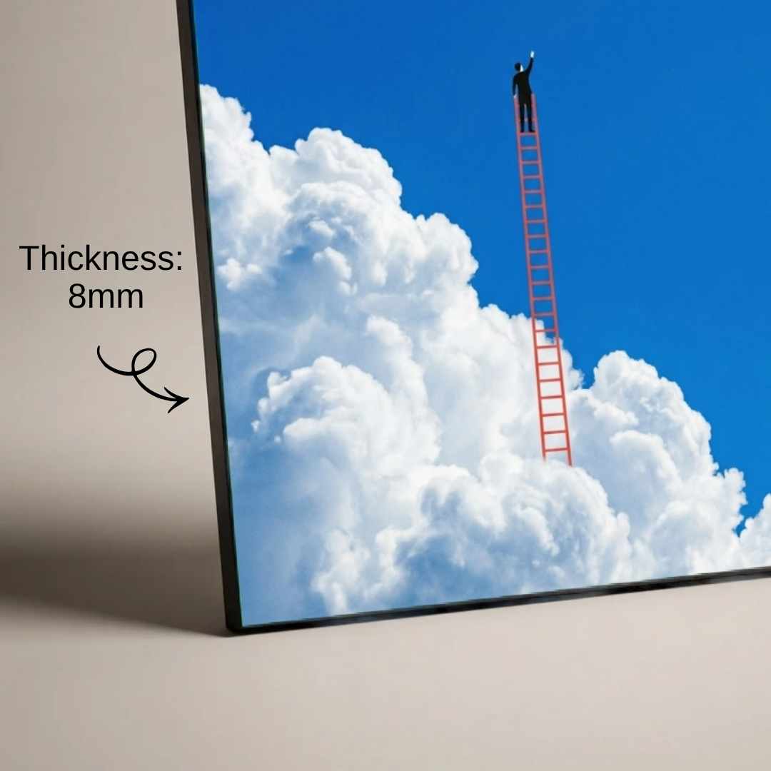 "Go Beyond" Ladder to the Sky Motivational Poster | Vertical Borderless Art Frame Poster Premium Wall Art Canvas by MeriDeewar