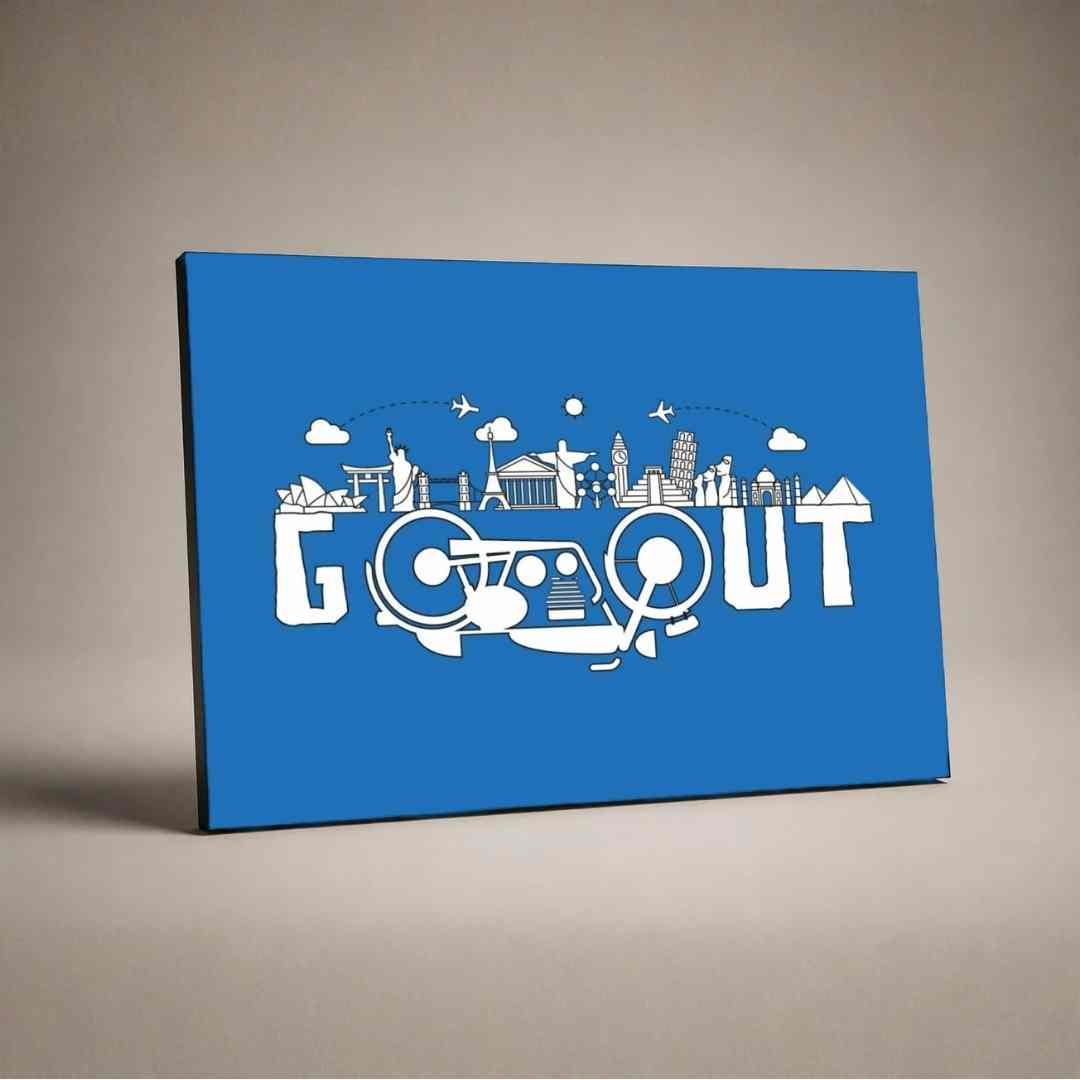 "Go Out" World Travel Landmarks Poster | Horizontal Borderless Art Frame Poster Premium Wall Art Canvas by MeriDeewar