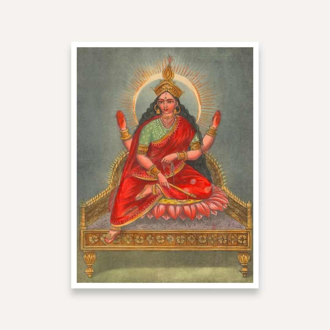 Goddess Bhuvaneshvari Painting for Pooja Room | Spiritual Hindu Devi Wall Art 4 :5 Vertical Premium Wall Art Canvas by MeriDeewar