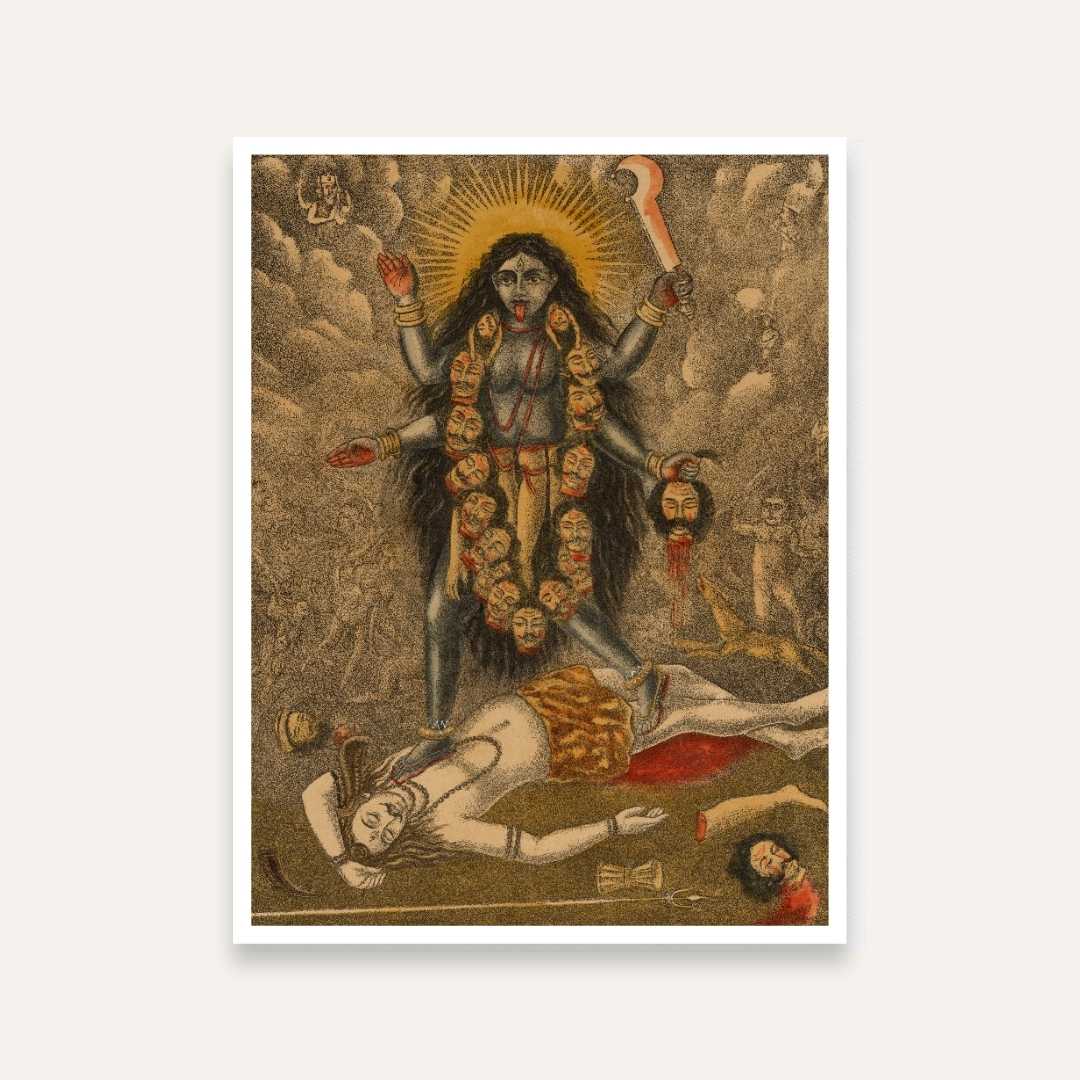 Goddess Kali Painting for Home | Maa Kali Wall Art | Spiritual Painting India 5 : 6 Vertical Premium Wall Art Canvas by MeriDeewar