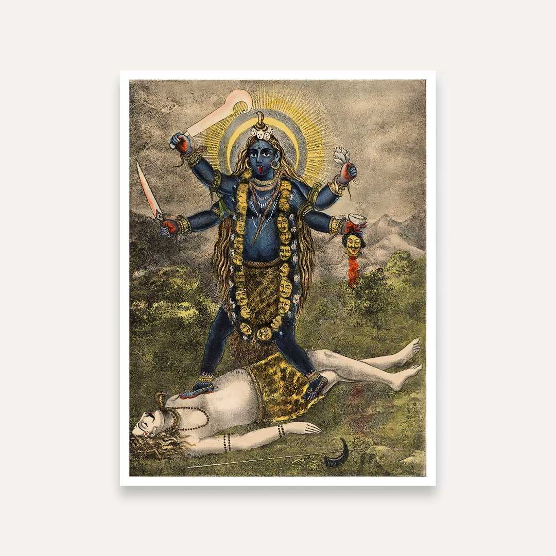Goddess Kali Painting for Pooja Room | Spiritual Wall Art | Giclée Fine Art Print 5 : 6 Vertical Premium Wall Art Canvas by MeriDeewar