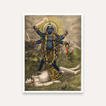 Goddess Kali Painting for Pooja Room | Spiritual Wall Art | Giclée Fine Art Print 5 : 6 Vertical Premium Wall Art Canvas by MeriDeewar