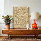 "Golden Abstract Bloom" Minimalist Texture Giclée Print | Fine Art Wall Art 2 : 3 Vertical Premium Wall Art Canvas by MeriDeewar