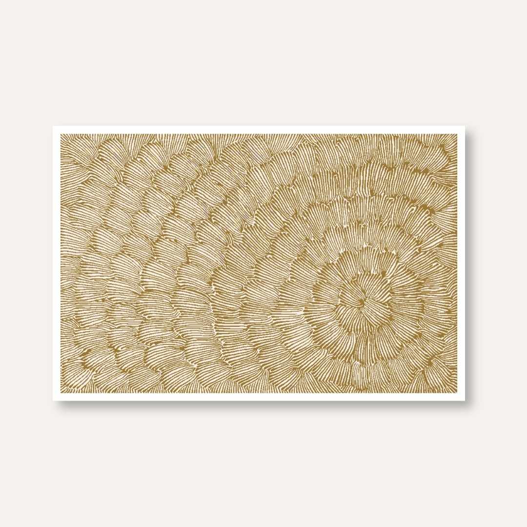 "Golden Abstract Bloom" Minimalist Texture Giclée Print | Fine Art Wall Art 3 : 2 Horizontal Premium Wall Art Canvas by MeriDeewar