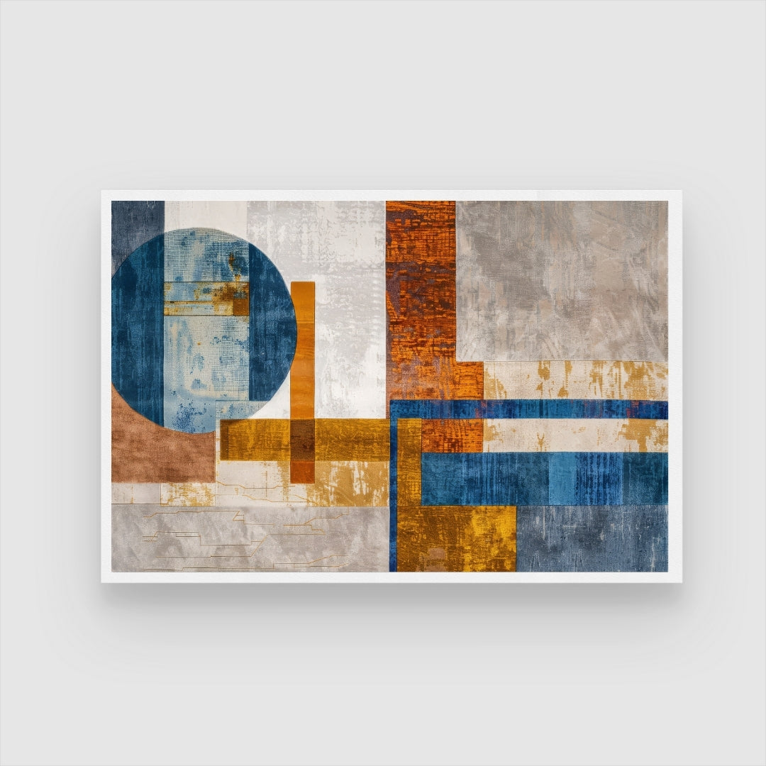 Golden Axis – Modern Geometric Abstract Wall Art Print 2 : 3 Horizontal Premium Wall Art Canvas by MeriDeewar