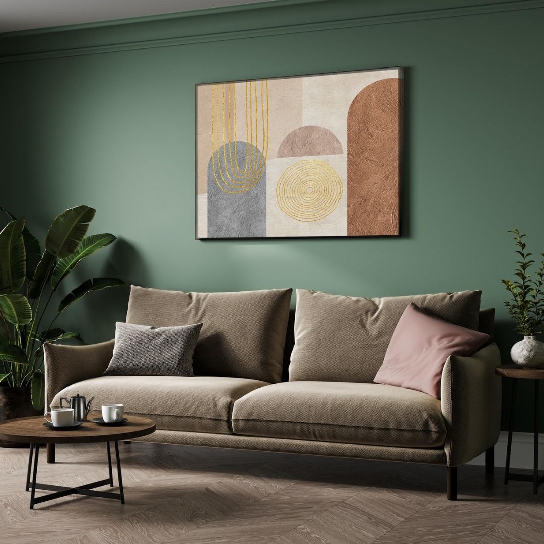 Golden Balance – Modern Geometric Abstract Wall Art Print 2 : 3 Horizontal Premium Wall Art Canvas by MeriDeewar
