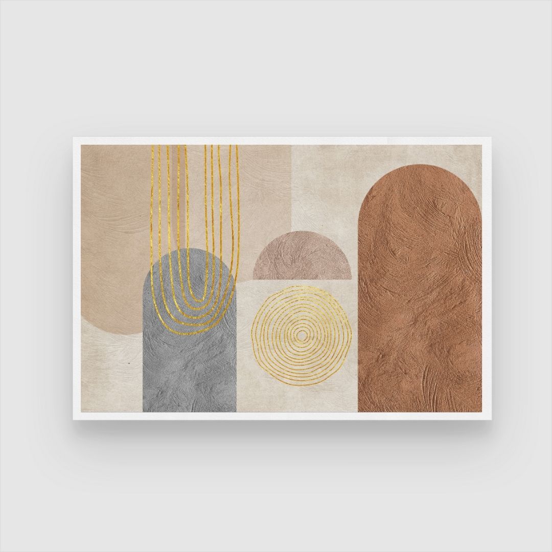 Golden Balance – Modern Geometric Abstract Wall Art Print 2 : 3 Horizontal Premium Wall Art Canvas by MeriDeewar