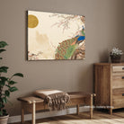 Golden Blossom Peacock — Luxury Floral Peacock Canvas 2 : 3 Horizontal Premium Wall Art Canvas by MeriDeewar