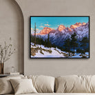 Golden Dawn – Sunrise Over Snowy Peaks Wall Art 2 : 3 Horizontal Premium Wall Art Canvas by MeriDeewar