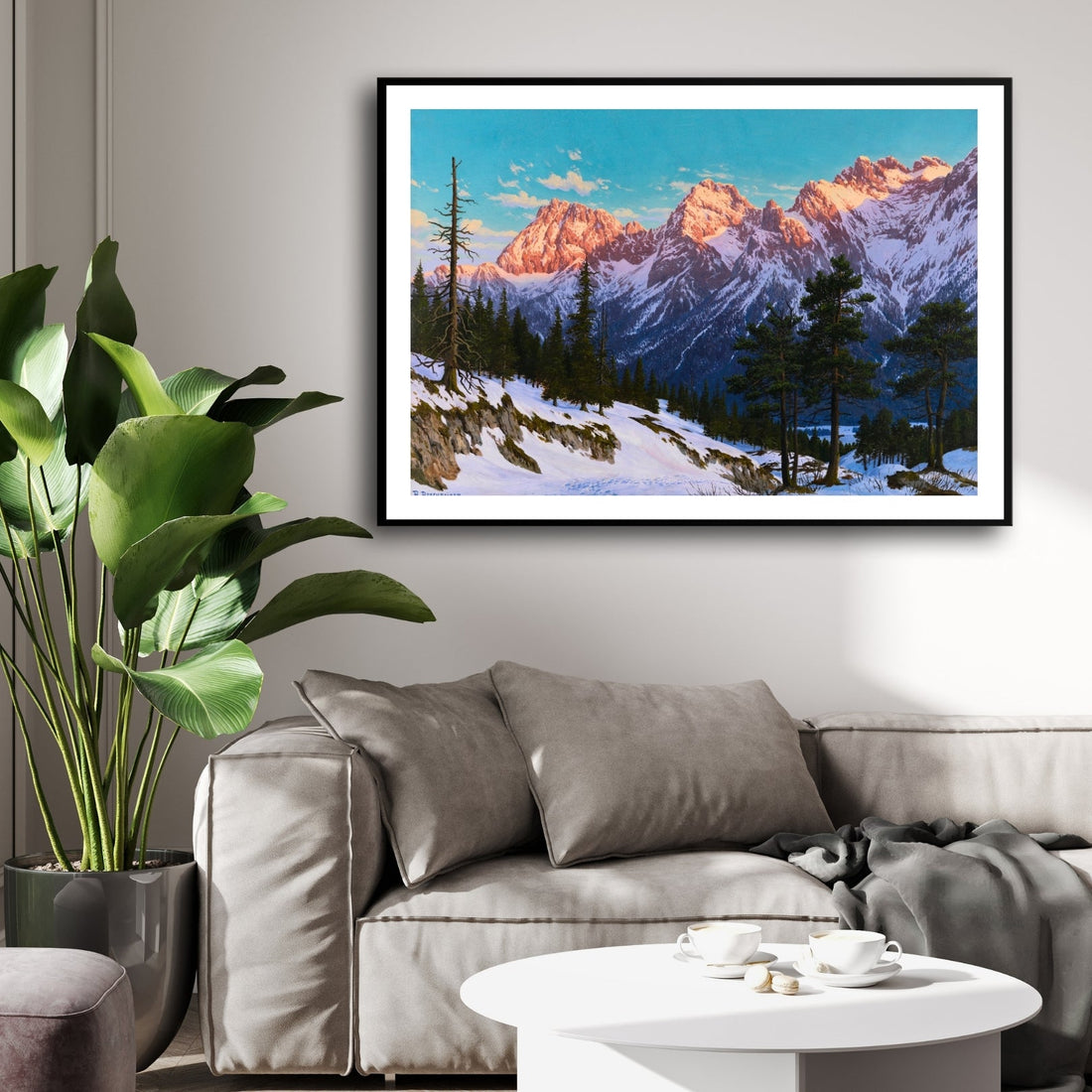 Golden Dawn – Sunrise Over Snowy Peaks Wall Art 2 : 3 Horizontal Premium Wall Art Canvas by MeriDeewar