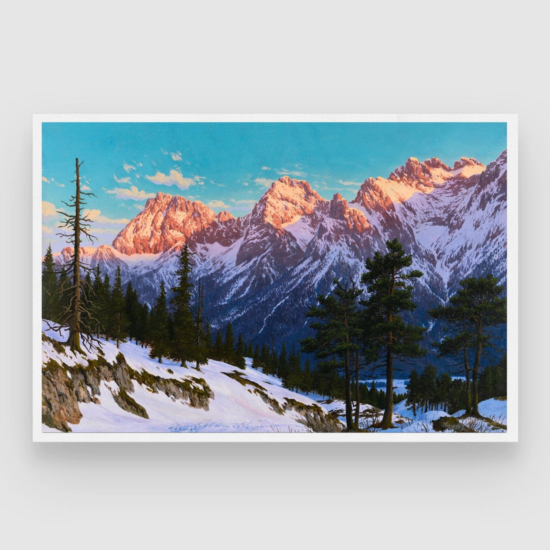 Golden Dawn – Sunrise Over Snowy Peaks Wall Art 2 : 3 Horizontal Premium Wall Art Canvas by MeriDeewar