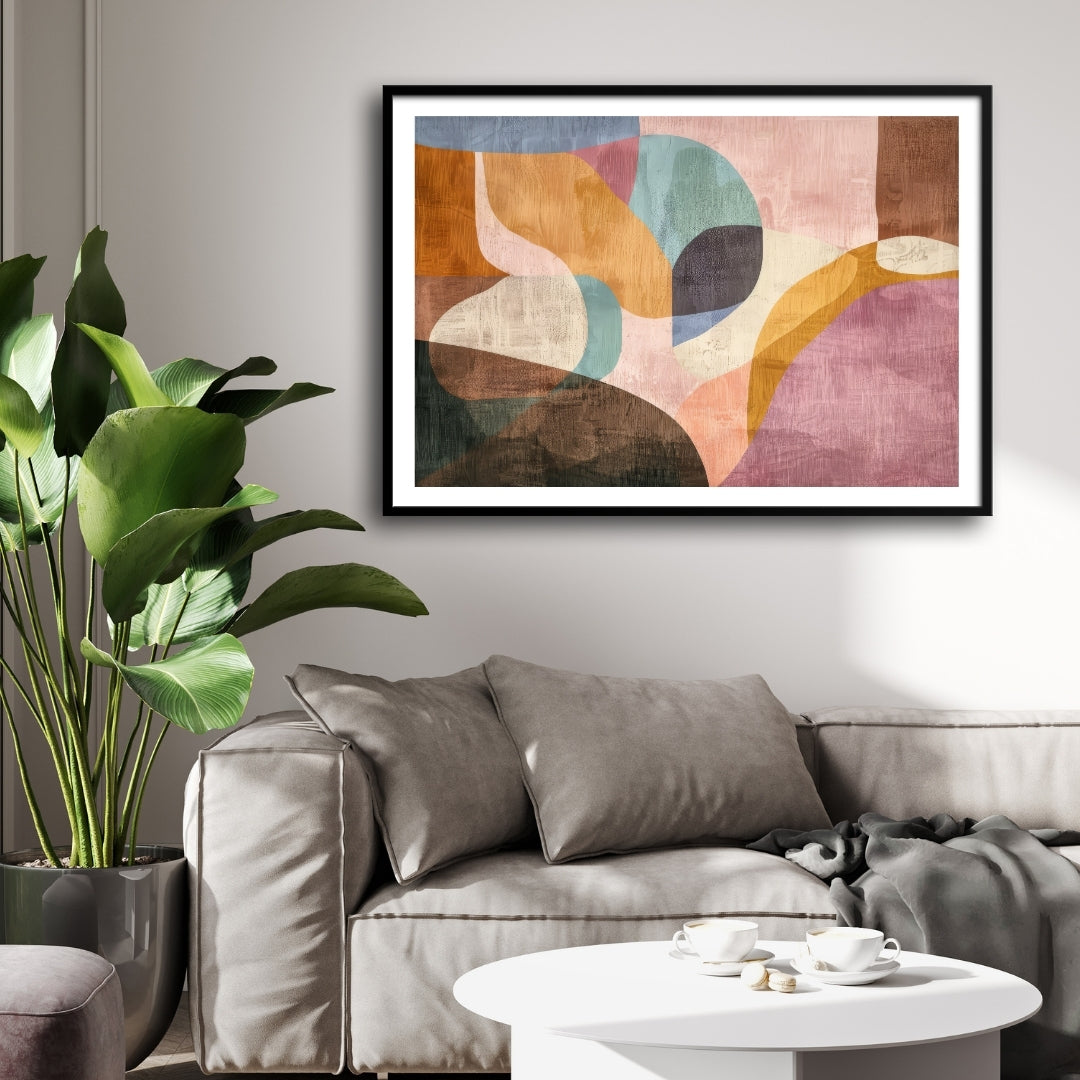 Golden Dusk – Warm Modern Abstract Wall Art Print 2 : 3 Horizontal Premium Wall Art Canvas by MeriDeewar