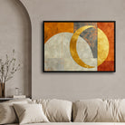 Golden Eclipse – Modern Celestial Abstract Wall Art Print 2 : 3 Horizontal Premium Wall Art Canvas by MeriDeewar