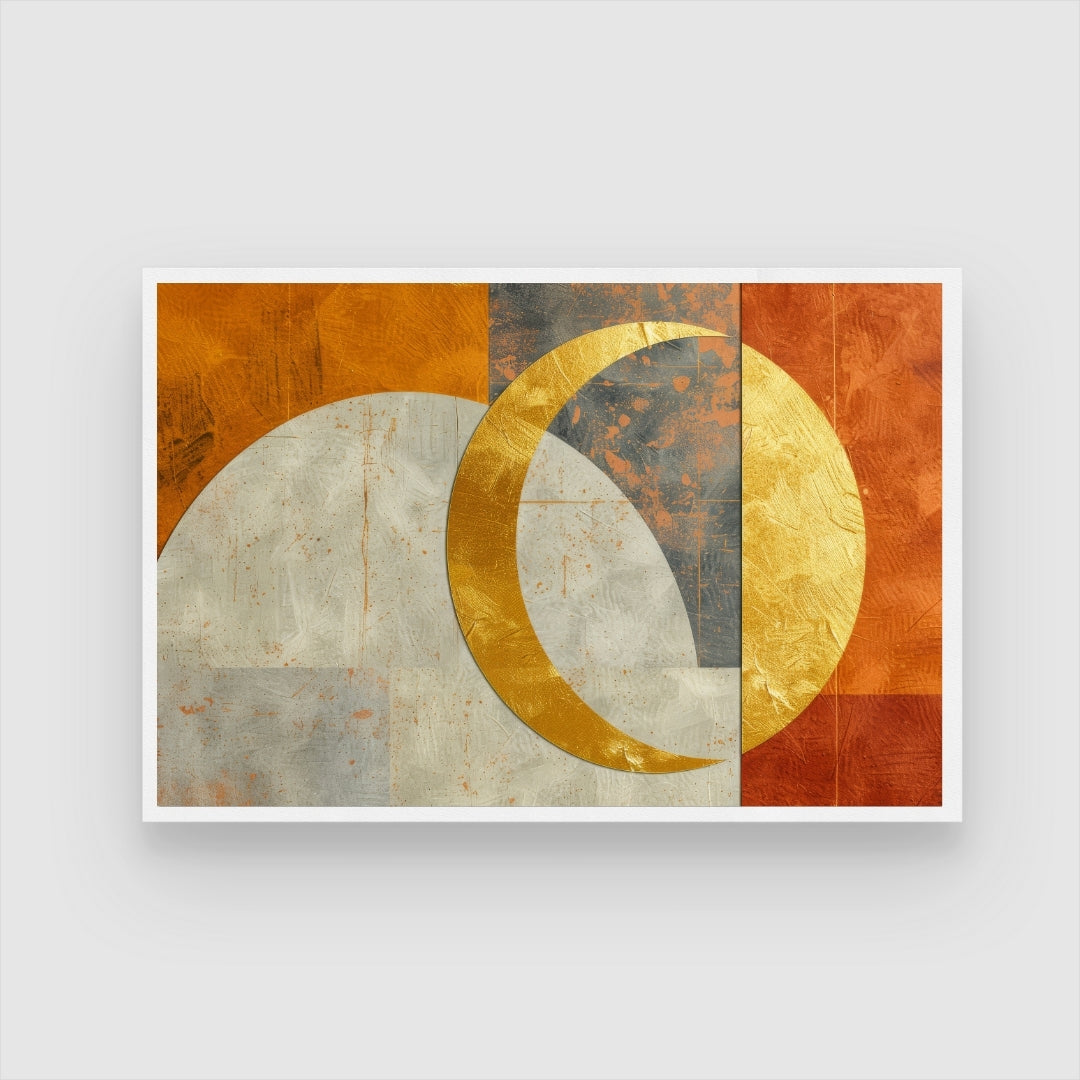Golden Eclipse – Modern Celestial Abstract Wall Art Print 2 : 3 Horizontal Premium Wall Art Canvas by MeriDeewar