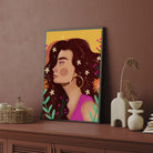 Golden Glow – Floral Woman Portrait Wall Art Print 2 : 3 Vertical Premium Wall Art Canvas by MeriDeewar