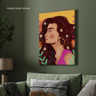 Golden Glow – Floral Woman Portrait Wall Art Print 2 : 3 Vertical Premium Wall Art Canvas by MeriDeewar