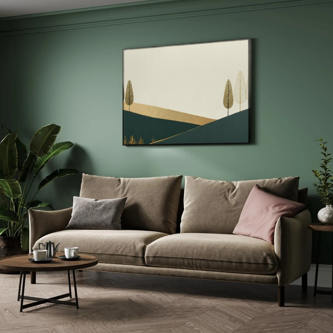 Golden Hills — Minimalist Landscape Canvas Wall Art 2 : 3 Horizontal Premium Wall Art Canvas by MeriDeewar