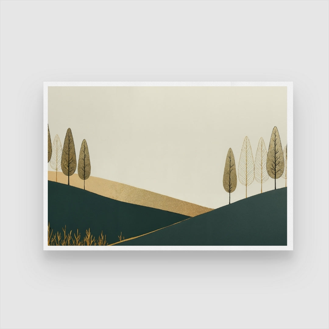 Golden Hills — Minimalist Landscape Canvas Wall Art 2 : 3 Horizontal Premium Wall Art Canvas by MeriDeewar
