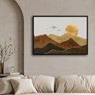 Golden Horizon – Minimalist Mountain Sunset Wall Art 2 : 3 Horizontal Premium Wall Art Canvas by MeriDeewar